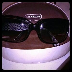 Coach Dark Sunglasses with Patterned Arms